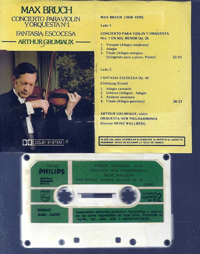 Max Bruch Arthur Grumiaux Fantasia Escocesa Cassette