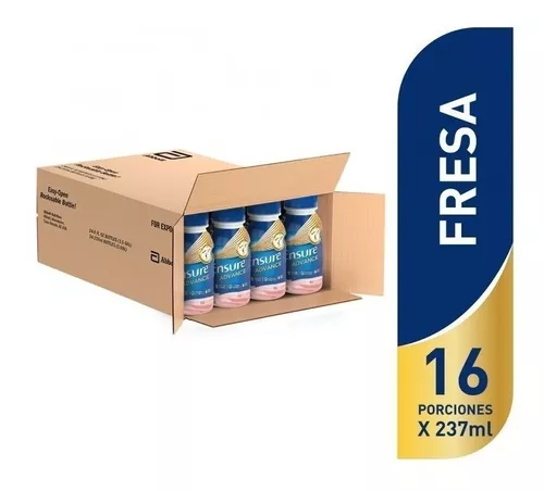 Ensure Advance Vainilla + Fresa, Caja con 12 Botellas de 237 ml