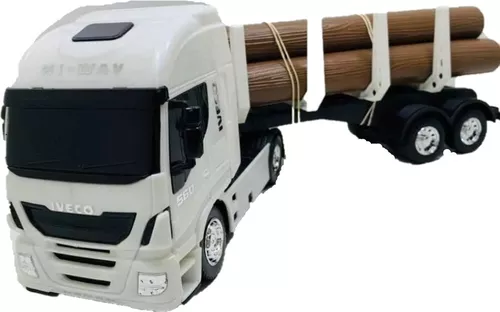 Caminhão Carreta De Brinquedo Iveco Hi-way Tora De Madeira - R$ 61,5