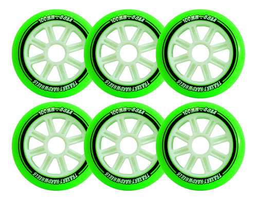 6 Rodas Traxart Fitness Hardwheels 100mm/88a- Verde + Brinde
