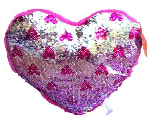 Imagen 2 de 3 de Almohada Corazón Peluche Lentejuelas Mágicas 25x35cm