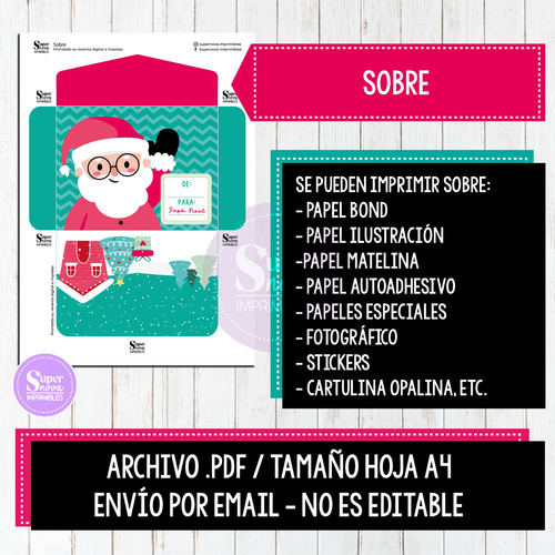 Carta Y Sobre Papá Noel + Calendario De Adviento Navidad