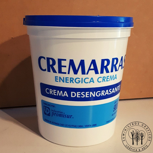 Crema Pasta Limpiamanos Cremarras Por 900grs Pote.