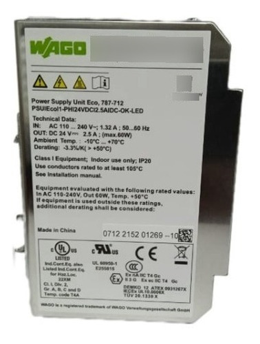 Fuente De Alimentación 787-712 Wago 24v Dc/2.5a 110-240v