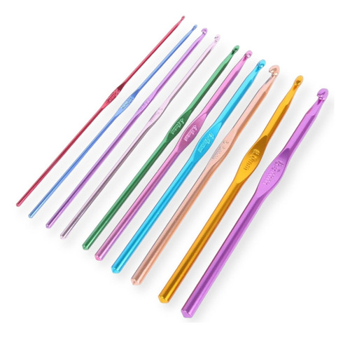 Set 22 Agujas De Tejer Crochet Multi Color De Aluminio Funda Negra