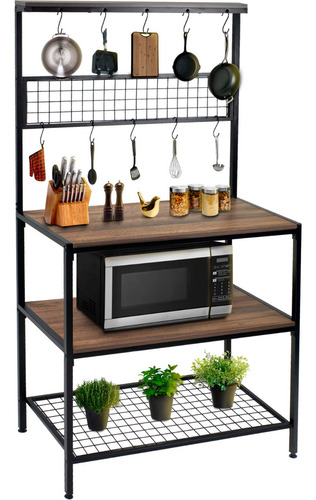 Armario Almacenamiento Estante Soporte Microondas Cocina Color Café
