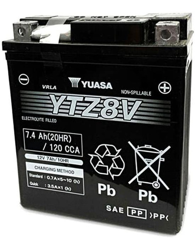 Bateria Yuasa Ytz8v Alto Rendimiento / Libre Mantenimiento