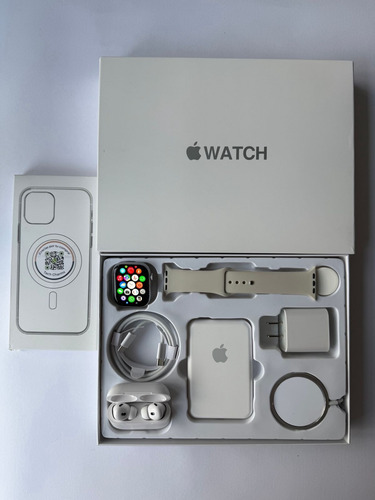 Kit De Accesorios Iphone + Smart Watch Series 9 45mm Amoled Gris