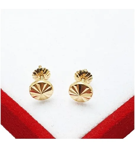 Aros Facetados Oro 18 Kts C146 2 Unidades Unisex