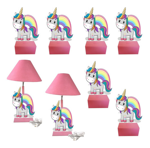 8 Alcancias 2 Lampara Personalizadas Fiesta Unicornio