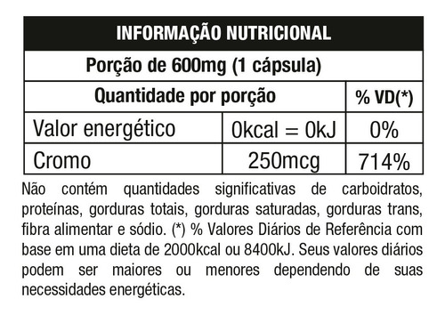 Cromo Picolinate 250ug Ultra 120 Capsulas Nutrata Sabor Natural