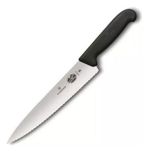 Cuchillo Victorinox Trinchar Hoja 19cm Con Sierra 23525 Color Negro