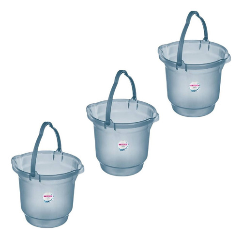 Balde Sanremo Plastico 8,5 Litros Azul Com Alça Kit 3 Baldes
