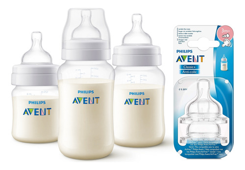 Set Mamadera Anti-colic 125 Ml+260ml+330 Ml + 2 Tetinas 3m+