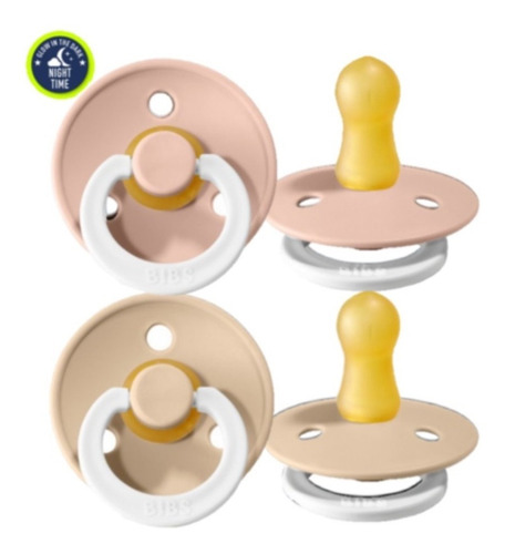 Imagen 3 de 6 de Chupetes Bibs Night Time Set X2 Brilla En La Oscuridad