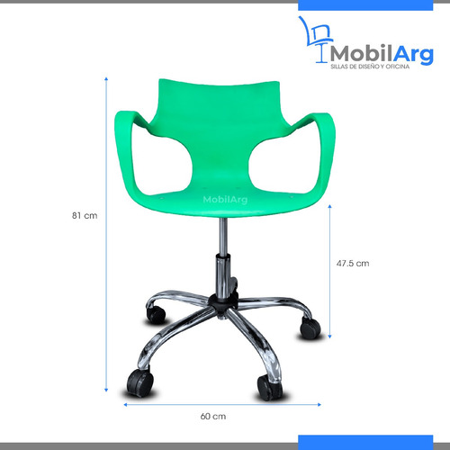 Imagen 4 de 9 de Silla De Escritorio Oficina Giratoria Neumatica Base Cromada Modelo Jim Con Ruedas - Mobilarg