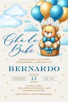 Comprar Convite Chá De Bebe Ursinho Baloeiro Balões Chá Fralda