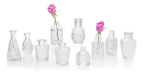 10 Jarron Cristal  Mini Vintage Para Decoracion Boda