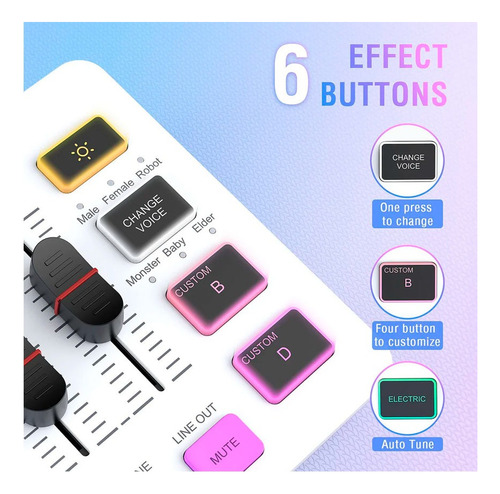 Mixer Fifine Sc3 Blanco Usb-c Xlr Rgb 50db Para Streaming