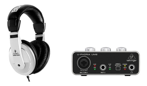 Kit Placa Audio Profesional Behringer Um2 + Auricular Hpm