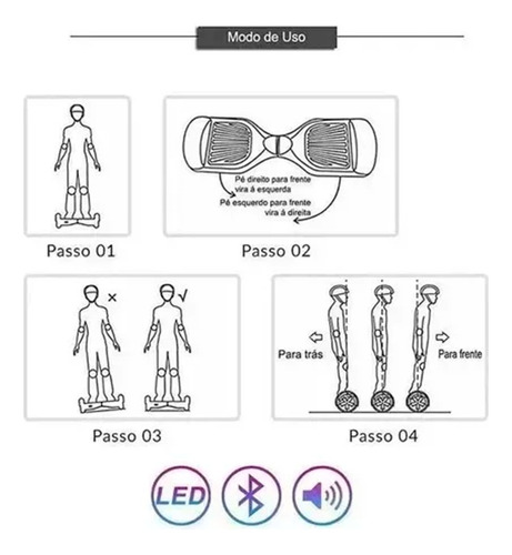 Hoverboard Overboard Skate Elétrico 6.5 Bluetooth Luzes Led Cor Roxo Galaxia Roxo Galaxia