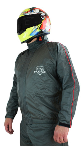 Capa De Chuva Force New Confort Nylon Conjunto Cinza