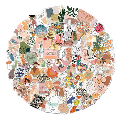 100 Pegatinas Bohemias, Pegatinas De Vinilo Impermeables Con