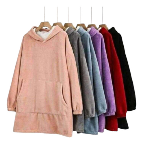 12 Maxi Sudadera Cobija Hoodle C/capucha Afelpada Aborregada