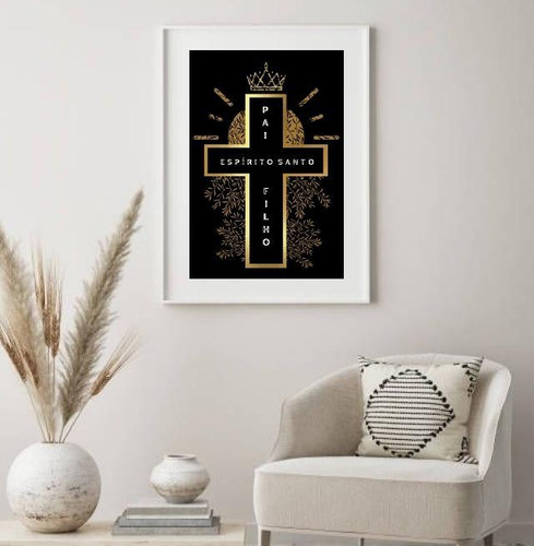 Quadro Decorativo Cruz Santíssima Trindade - 60x48cm