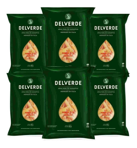 Fideos Delverde Penne Zita Rigate No. 32 Pack X 6 X 500g. 