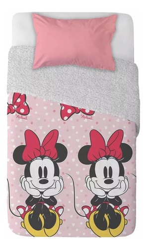 Elegante  Plumón Cobertor Sherpa Minnie 1,5 Plazas Original 