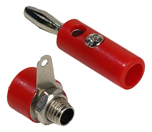 Kit Conector Banana Aislado Rojo 4mm Macho Y Hembra