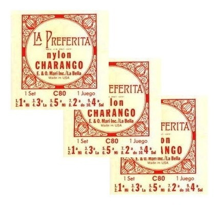 3 Juegos Encordadura Charango La Bella 10 Cuerdas C80+