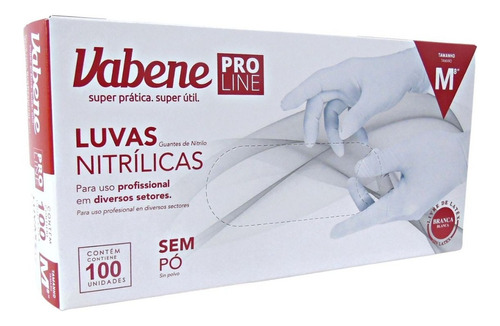 Luvas Nitrílicas Vabene Pro Line Sem Pó Tam:g C100 Un Branca Tamanho G