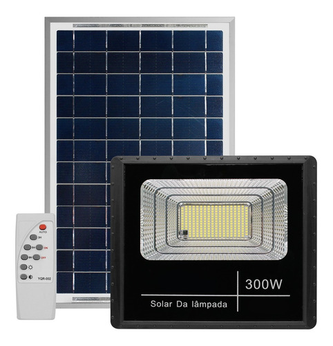 Refletor Solar Led Holofote 300w Placa Bateria Prova Dágua