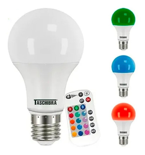 Lâmpada Led Bulbo Tkl Rgb 9w E27 C/controle Remoto Taschibra 110V/220V