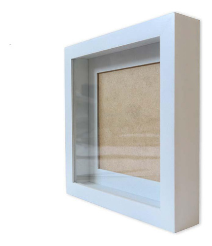 Moldura Caixa Alta 30x30cm Branco Com Paspatur E Vidro