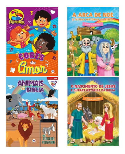 Kit Bíblico - 4 Livros De Colorir Com Tema Bíblico Para Crianças