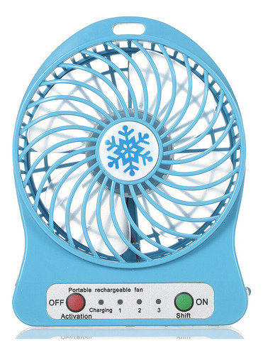 Mini Ventilador De Carga Usb De Escritorio Con Luz Led Azul