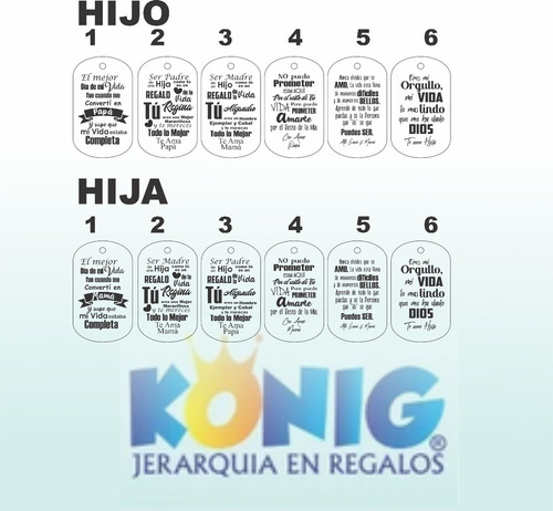 Imagen 4 de 4 de Placa Para Hijos (estilo Dog Tag) Con Grabado Láser Personal