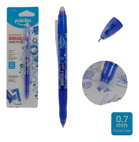 Bolígrafo Borrables /tinta Azul 0.7mm Pointer