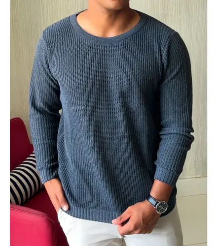 Suéter Masculino Lã Tricot Blusa De Frio Social Manga Longa