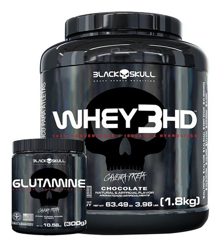Whey Protein 3hd 1,8kg + Glutamina 300gr Black Skull