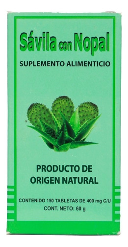 Capsulas Suplemento Alimenticio Sabila Con Nopal 150 Piezas Sabor Sin Sabor