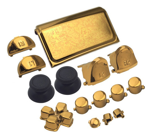  Botones Kit Compatible Con Ps4 15 Pzas Amarillo Metalico