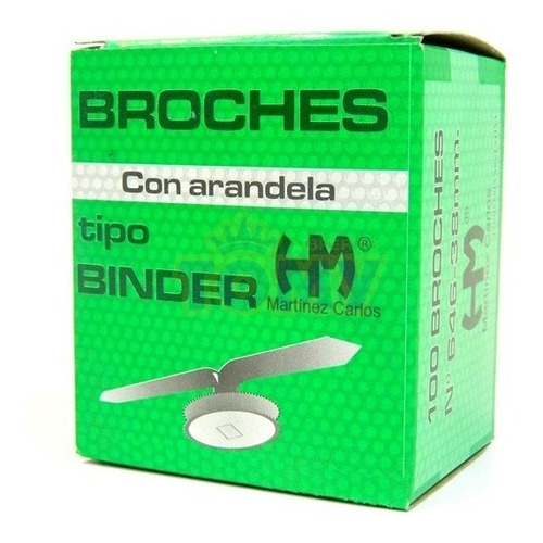 Broche Binder Con Arandela Nº 647 Pack X 20 Cajas