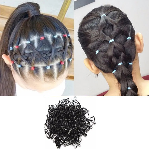 600 Gomitas Banditas Para Cabello Trenzas Trenzado Negras Color Negro