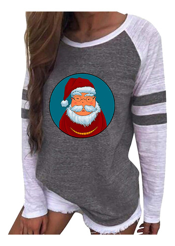 Tops Navideño Para Mujer Talla Camisa Casual Manga Larga