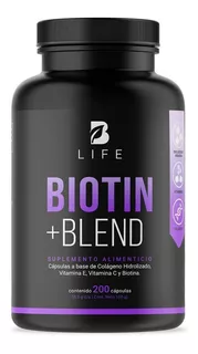 Biotina, Colageno Y Vitamina E 200 Cápsulas B Life Sabor Sin sabor