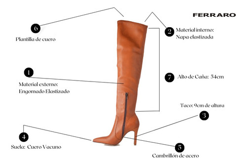 Bucaneras Botas Elastizadas Taco Aguja Emily - Ferraro